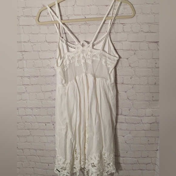 Abercrombie & Fitch LaceTrim Sheer Back Viscose-Cotton White Dress Small EuC - Picture 3 of 15